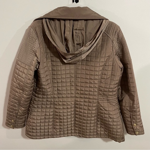 Michael Michael Kors Quilted Hooded weather-proof Gold Accent Coat jacket Size M - Picture 5 of 10